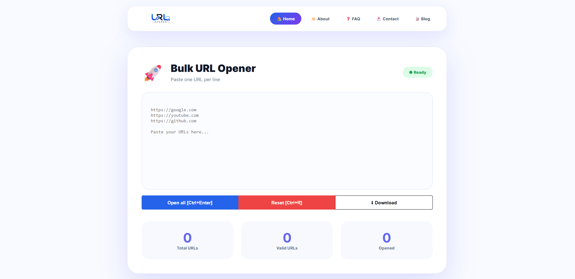Open Bulk URL Opener tool